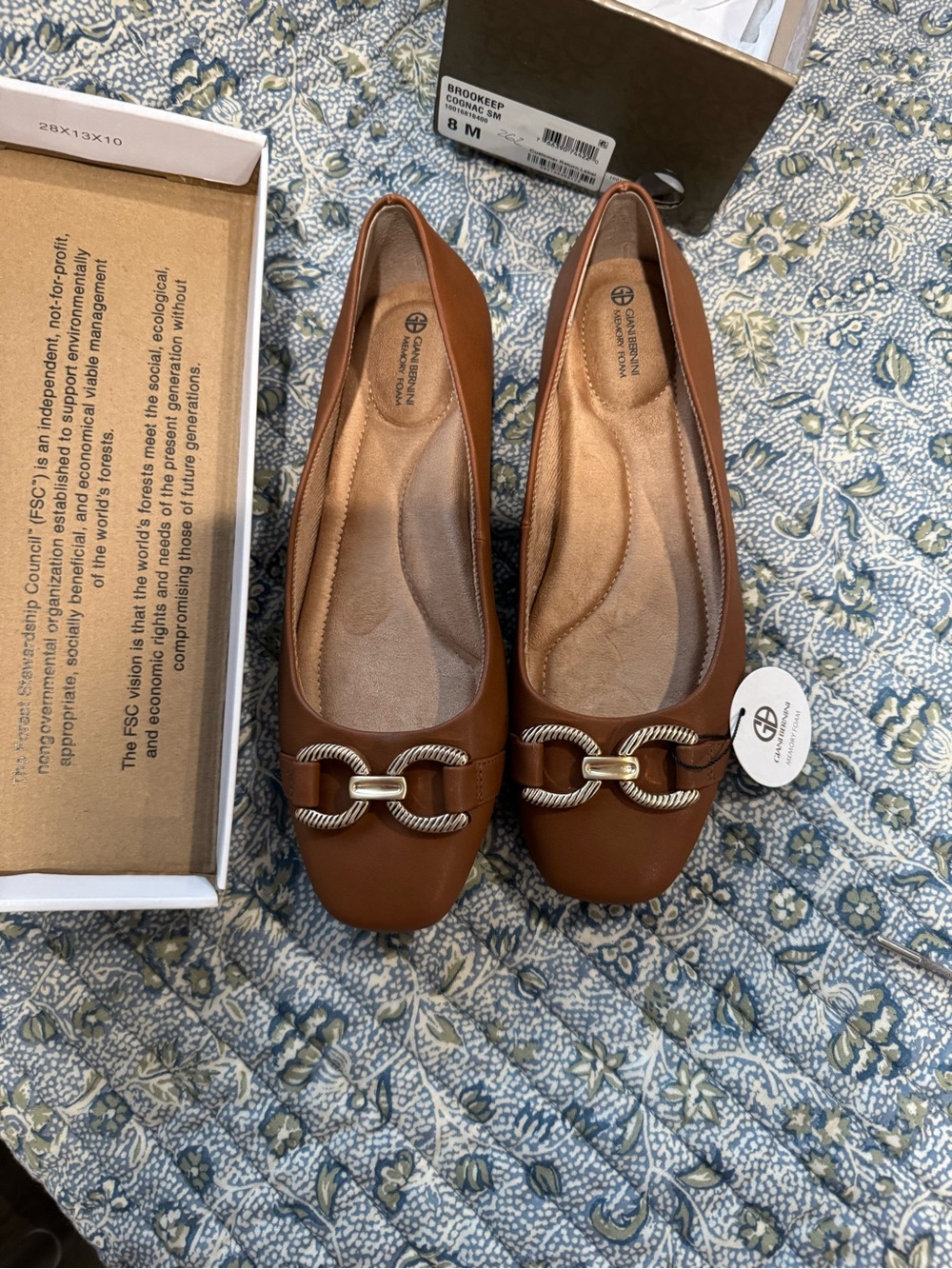 Women's Brown Leather Chain-Detail Ballet Flats / women’s flats / women’s shoes